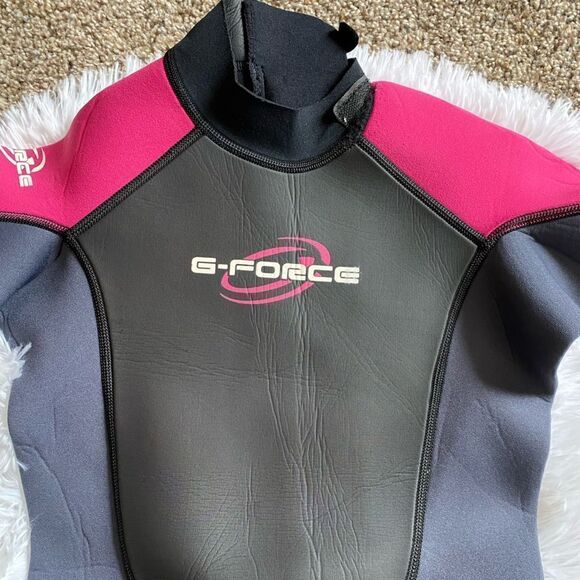 G-FORCE Wetsuit Shorts One Piece Size JM Girl Medium Black Pink - Picture 11 of 14
